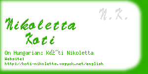 nikoletta koti business card